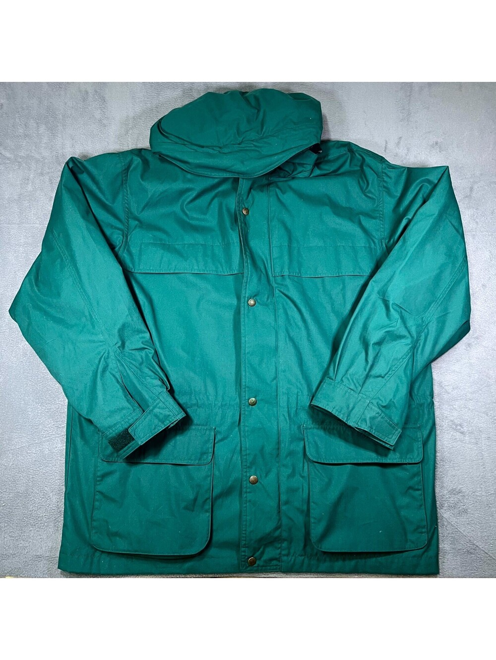 Vintage Eddie Bauer Jacket Green Mens XL Mountain Parka Hooded Plaid Wool Lined